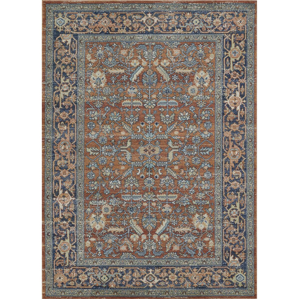 Lillihan Copper and Blue Rectangle Area Rug, image 1