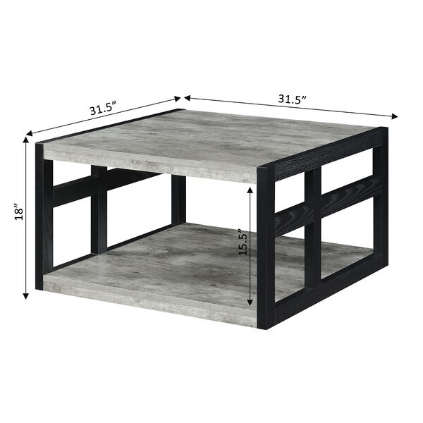 Monterey Faux Birch and Black Square Coffee Table with Shelf, image 4
