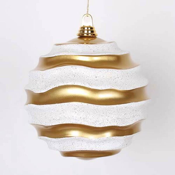 Gold and Silver 8-Inch Candy Glitter Wave Ball Ornament, image 1