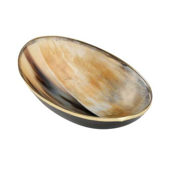 Bovidae Natural and Antique Gold Small Oval Bowl, image 1