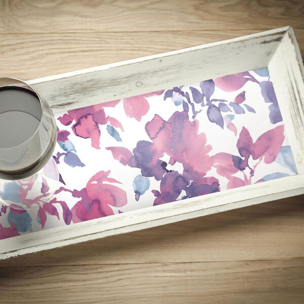 Watercolor Pink and Blue Floral Peel and Stick Wallpaper, image 3