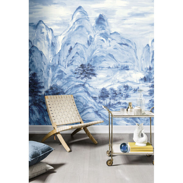 Mural Resource Library Blue Misty Mountain Wallpaper, image 1