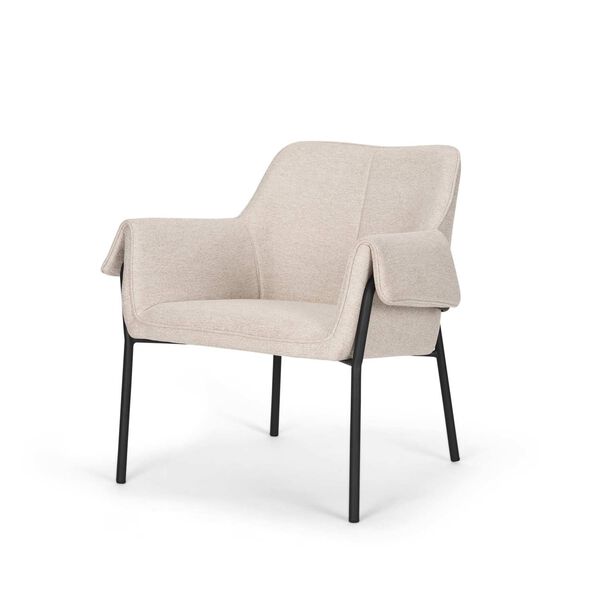 Brently Oatmeal Fabric and Matte Black Metal Legs Accent Chair, image 1