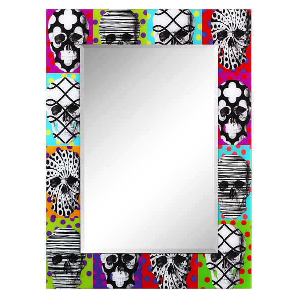 Sugar Skulls Multicolor 48 x 36-Inch Rectangle Beveled Wall Mirror, image 3