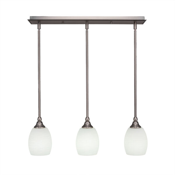 Any Brushed Nickel 25-Inch Three-Light Pendant with White Linen, image 1