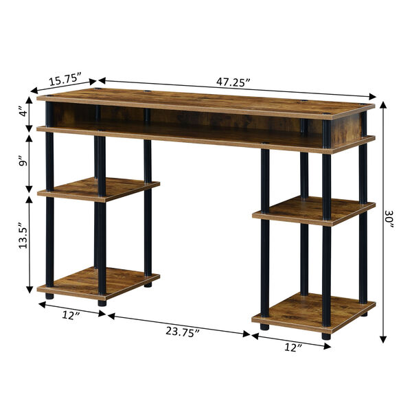 Designs2Go Barnwood Black No Tools Student Desk with Shelves, image 5