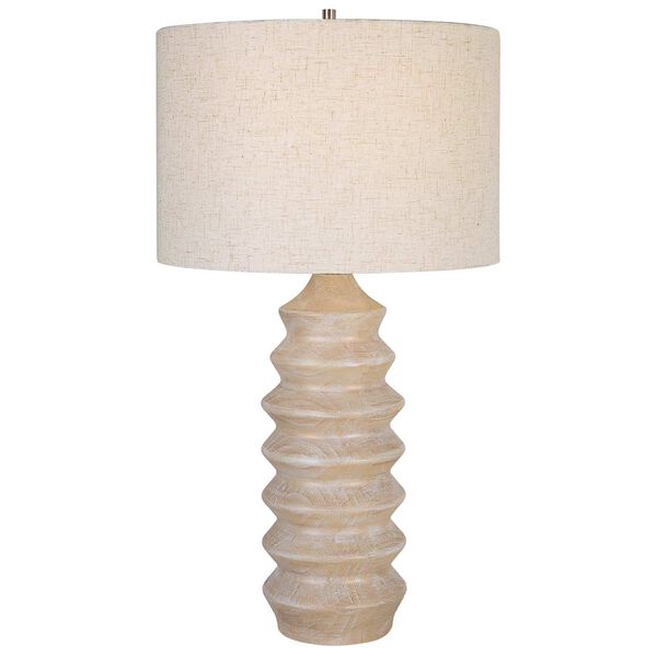 Uplift Bleached Wood and Natural Geometric Table Lamp, image 1