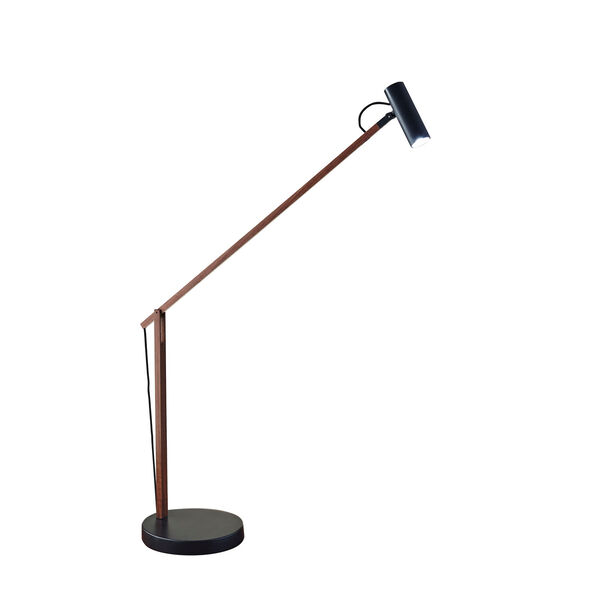 Crane Walnut Wood and Brushed Black LED Desk Lamp, image 1