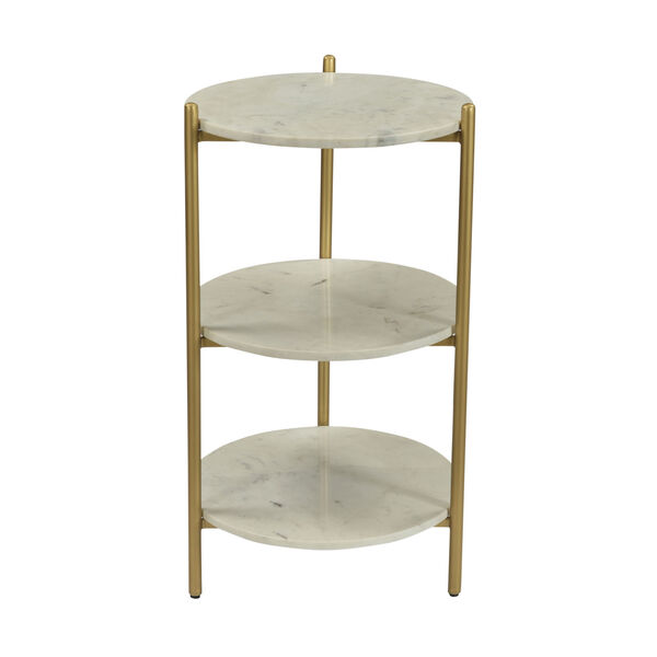 White and Gold 16-Inch Accent Table, image 3