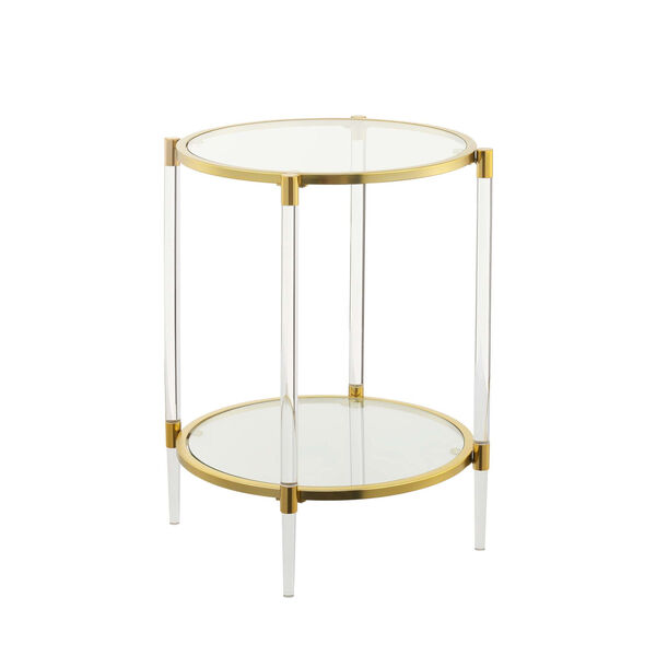 Royal Crest Clear and Gold Acrylic Glass End Table, image 1
