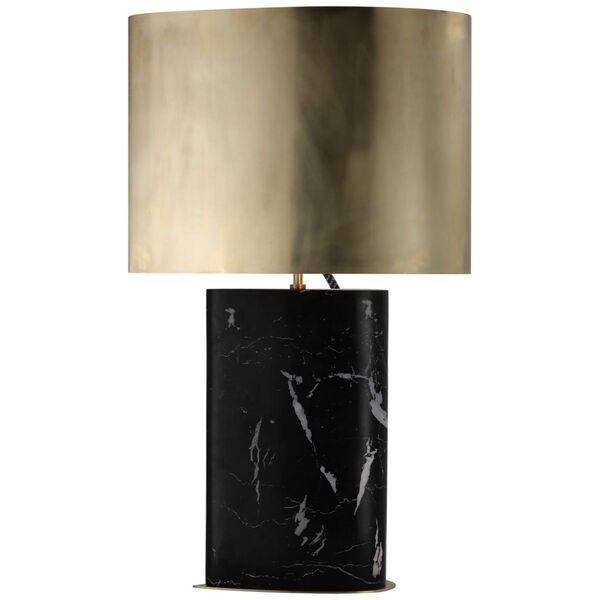 Murry Large Teardrop Table Lamp in Black Marble with Antique-Burnished Brass Shade by Kelly Wearstler, image 1