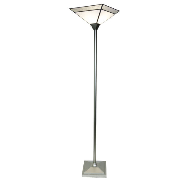 Silver Concord Fused Glass One-Light Torchiere Floor Lamp, image 1