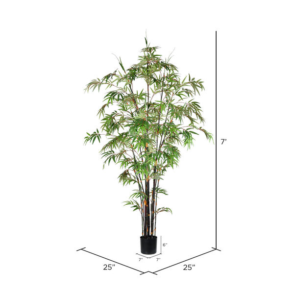 Green 84-Inch Japanese Bamboo Tree with Black Pot, image 2