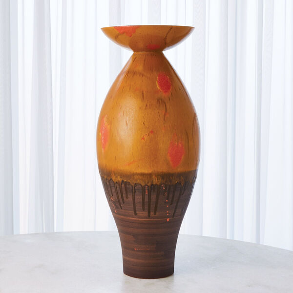 Orange 12-Inch Flare Top Melon Vase, image 6
