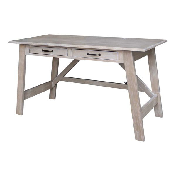 Serendipity Washed Gray Taupe Desk with Two Drawers, image 1