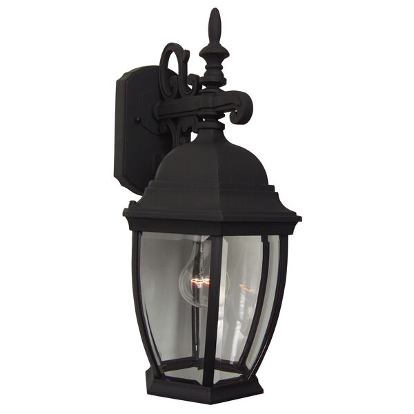 Matte Black One-Light Outdoor Wall Mount with Clear Beveled Glass, image 1