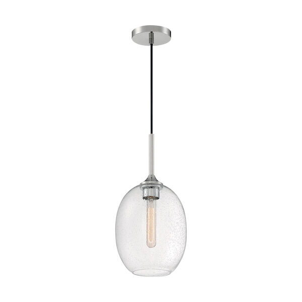 Aria Polished Nickel 17-Inch One-Light Pendant with Clear Seeded Glass, image 4