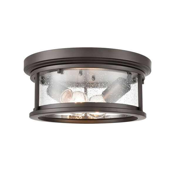 Bresley Powder Coat Bronze Two-Light Outdoor Flush Mount with Clear Seeded Glass, image 3