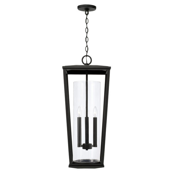 Elliott Black Three-Light Outdoor Hanging Light with Clear Glass, image 4