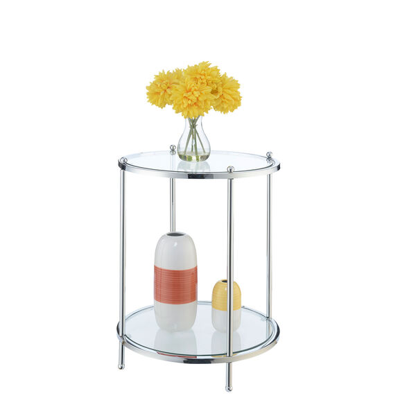 Whittier Chrome and Glass Two Tier Round End Table, image 2