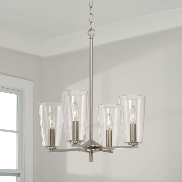 Portman Brushed Nickel Four-Light Pendant with Clear Glass, image 4