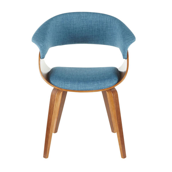 Vintage Mod Walnut and Blue Accent Chair, image 5
