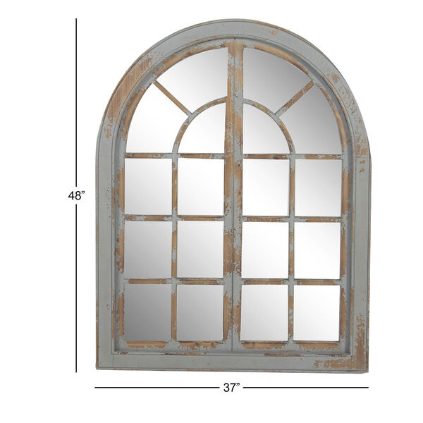 Gray Wood Arch Window Wall Mirror, 48-Inch x 37-Inch, image 3