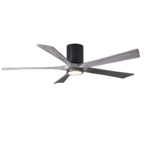 Irene-5HLK Matte Black and Barnwood 60-Inch Five Blade LED Flush Mount Ceiling Fan, image 1