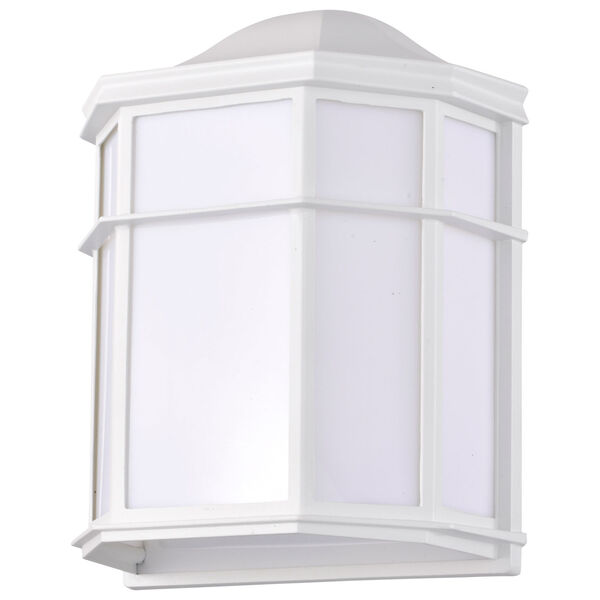White LED Cage Lantern Outdoor Wall Mount with Linen Acrylic, image 3