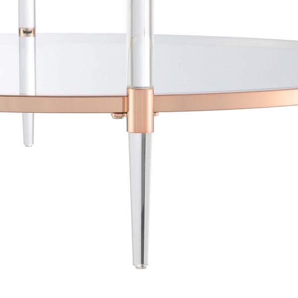 Royal Crest Rose Gold 2-Tier Acrylic Glass Coffee Table, image 6