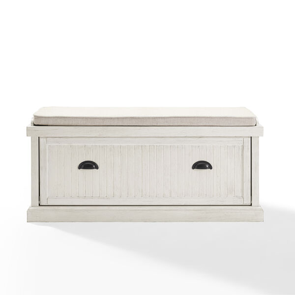 Seaside Entryway Bench in Distressed White Finish, image 4