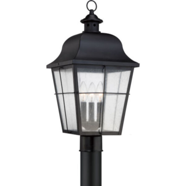 Bryant Black Three-Light Outdoor Post Mount with Clear Seedy Glass, image 1