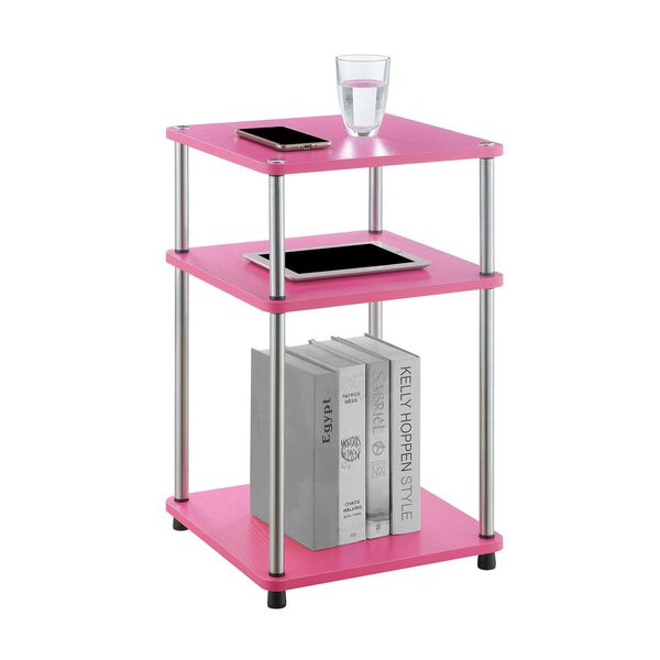 Designs 2 Go Pink Chrome No Tools Three-Tier End Table, image 4