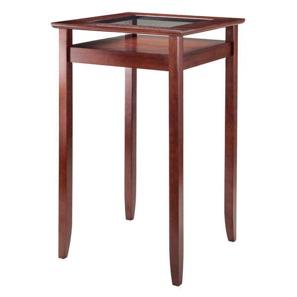 Halo Pub Table with Glass Inset and Shelf, Walnut, image 1