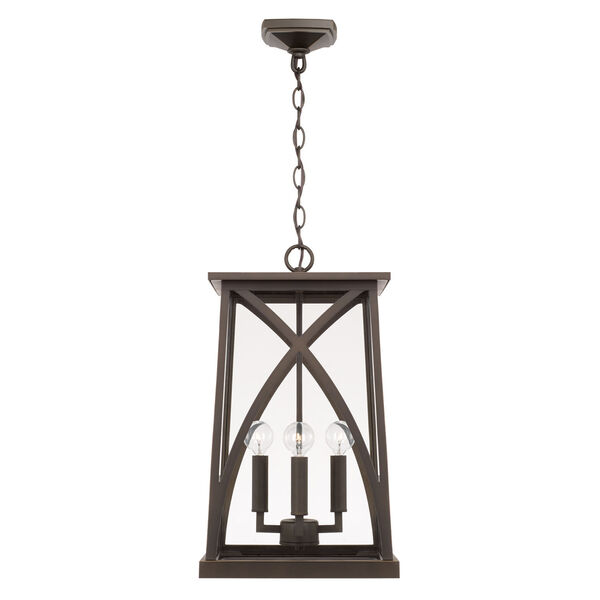 Marshall Oiled Bronze Outdoor Four-Light Hangg Lantern with Clear Glass, image 3