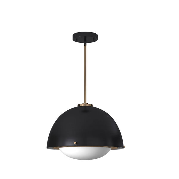 Fusion Matte Black and Brass Two-Light Pendant, image 5