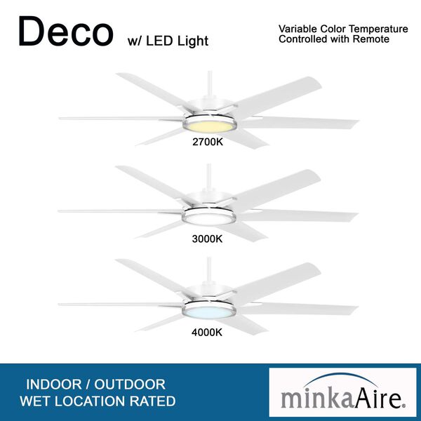 Deco Flat White 65-Inch LED Outdoor Ceiling Fan, image 5