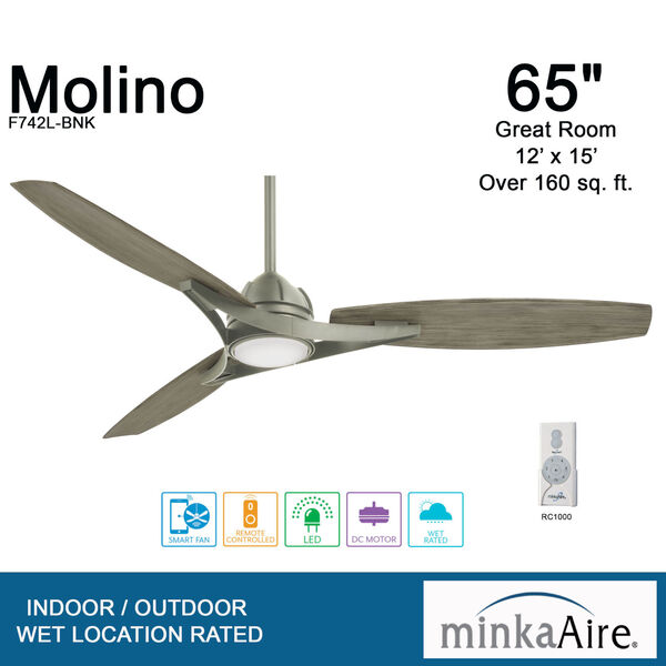 Molino Burnished Nickel 65-Inch LED Smart Ceiling Fan, image 5
