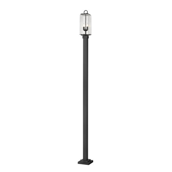 Sana Black 10-Inch Two-Light Outdoor Post Mounted Fixture with Seedy Shade, image 1