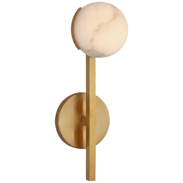 Pedra Petite Tail Sconce in Antique-Burnished Brass with Alabaster by Kelly Wearstler, image 1