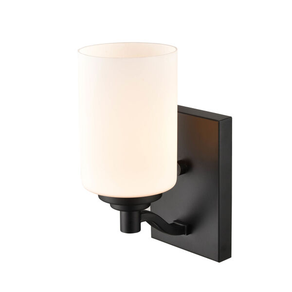 Matte Black One-Light Bath Vanity With Etched White Glass, image 2