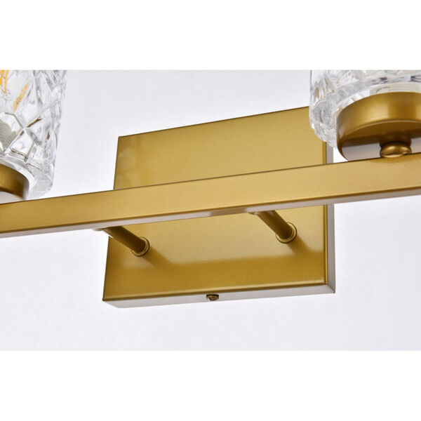 Cassie Brass and Clear Shade Two-Light Bath Vanity, image 4