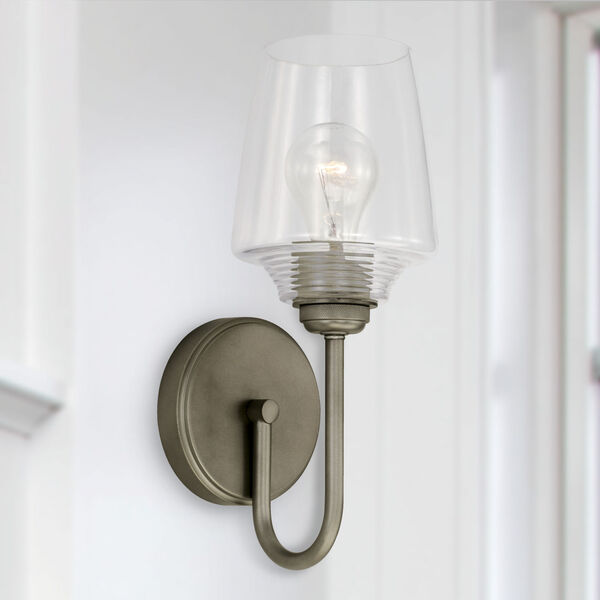 Miller Graphite One-Light Wall Sconce with Clear Ribbed Glass, image 3