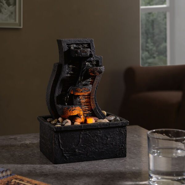 Charcoal Table Top Fountain with LED Light, image 4