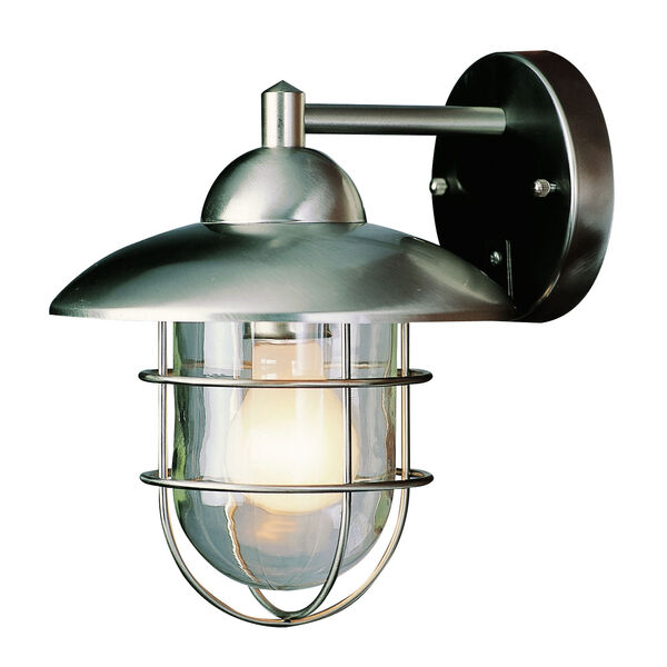 One-Light Stainless Steel Outdoor Lantern with Clear Glass, image 1