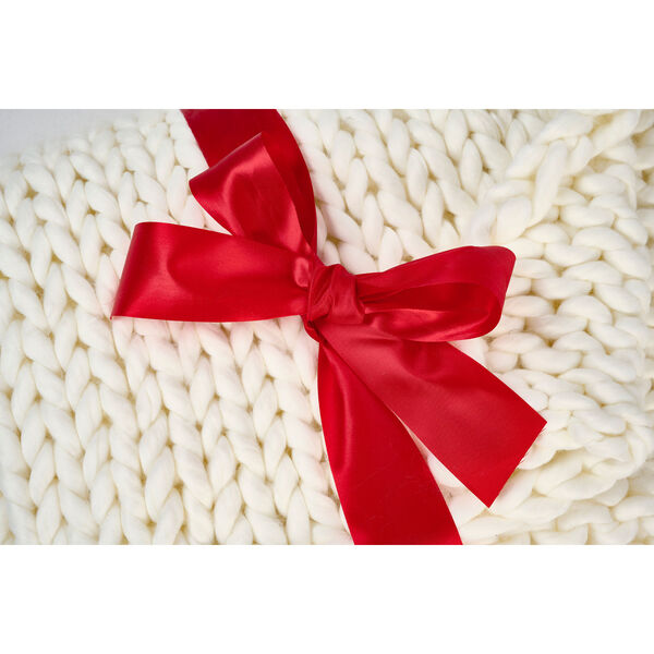 Ultra-Chunky Knit Acrylic Throw Blanket Ivory  - (Open Box), image 7