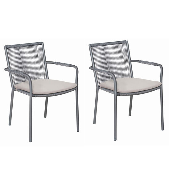 Archipelago Stockholm Dining Arm Chair in Dark Gray and Taupe, Set of Two, image 1