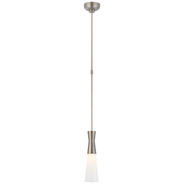 Utopia Small Pendant in Polished Nickel with White Glass by Kelly Wearstler, image 1