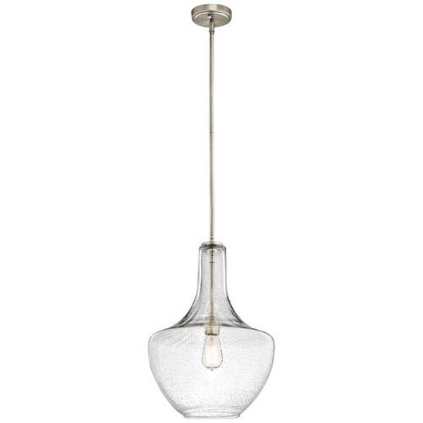 Nicholson Brushed Nickel One-Light Pendant with Clear Seeded Glass, image 1