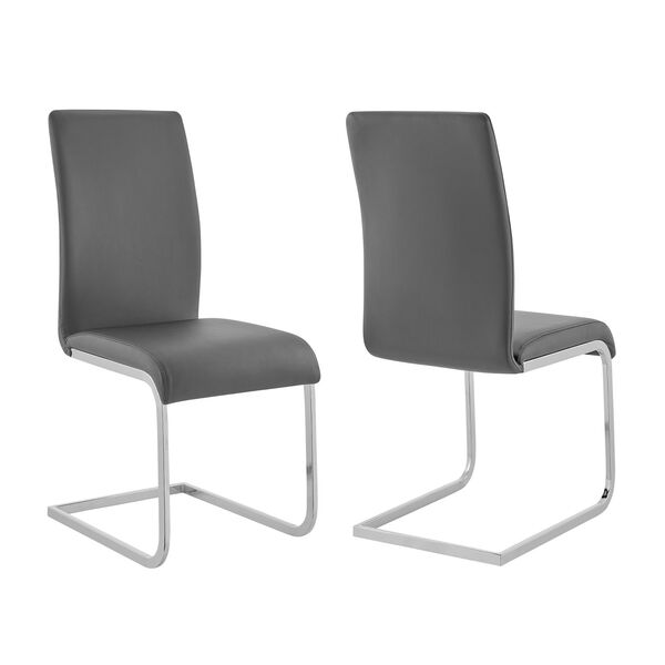 Amanda Gray with Chrome Dining Chair, Set of Two, image 1